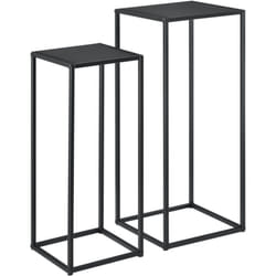 Helloshop26 - Lot de 2 tables hautes en métal noires mat