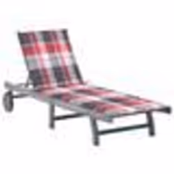 Transat chaise longue bain de soleil lit de jardin terrasse meuble d exterieur avec coussin gris bois d acacia solide