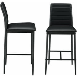 Lot de 2 tabourets de bar chaises avec pieds en acier assise synthétique et hauteur d'assise 66 cm noir
