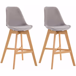 Lot de 2 tabourets de bar chaise haute design moderne en velours gris clair Le dossier et le repose-pied permettent une postu ...
