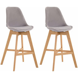 Lot de 2 tabourets de bar chaise haute design moderne en velours gris clair 100001304