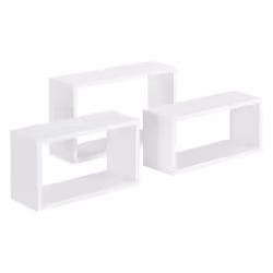 Lot de 3 etageres murales set d etageres flottantes stylees de tailles differentes blanc