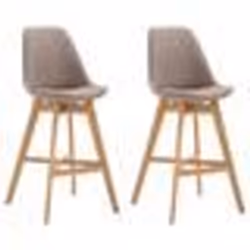 Lot de 2 tabouret de bar chaise haute design moderne en tissu taupe