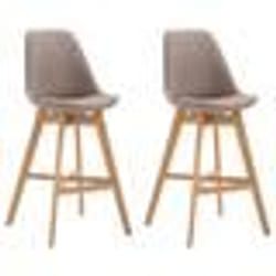 Lot de 2 tabouret de bar chaise haute design moderne en tissu taupe