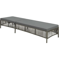 Helloshop26 - Transat chaise longue bain de soleil lit de jardin terrasse meuble d'extérieur avec coussin résine tressée gris