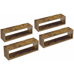 Lot de 4 étagères murales flottantes montage horizontal ou vertical 59 cm bois foncé