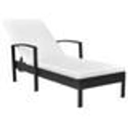Transat - Meuble de jardin - Chaise longue - Rotin synthétique - Réglable 4 positions - Coussin doux
