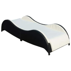 Chaise longue en résine tressée avec coussin - Noir