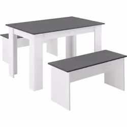 Table avec deux bancs Cet ensemble pratique inclut une table de salle à manger et deux bancs. Grâce à son design stylé, ils s ...