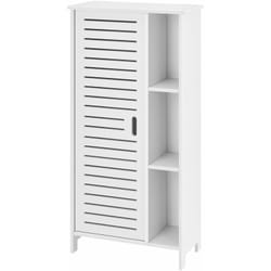 Helloshop26 - Meuble colonne pour salle de bain meuble de rangement à porte avec 3 étagères 96 cm panneau de particules blanc