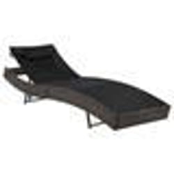 Transat chaise longue bain de soleil lit de jardin terrasse meuble d exterieur avec oreiller resine tressee marron