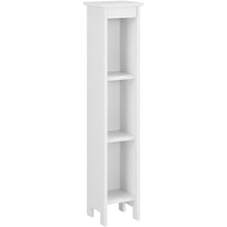 Meuble colonne pour salle de bain meuble de rangement avec 3 compartiments de stockage ouverts bois composite 80 x 17 x 17 cm blanc