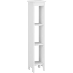 Helloshop26 - Meuble colonne pour salle de bain meuble de rangement avec 3 étagères de stockage ouverts bois composite 80 x 17 x 17 cm blanc