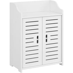 Helloshop26 - Meuble de salle de bain design avec étagères meuble de rangement à 2 portes bois composite 62 cm blanc