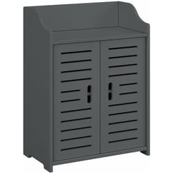 Helloshop26 - Meuble de salle de bain design avec étagères meuble de rangement à 2 portes bois composite 62 x 45 x 25 cm gris foncé