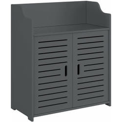 Meuble de salle de bain stylé avec étagères meuble de rangement à 2 portes bois composite 72 x 60 x 32 cm gris foncé