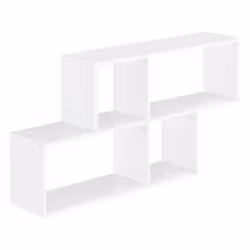 etagere meuble mural design flottante 4 compartiments de rangement 100 cm blanc