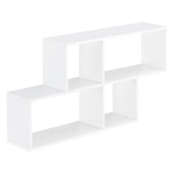 etagere meuble mural design flottante 4 compartiments de rangement 100 cm blanc