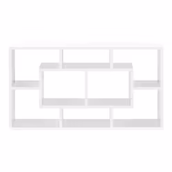 etagere meuble mural design flottante stylee 8 compartiments de rangement 85 cm blanc