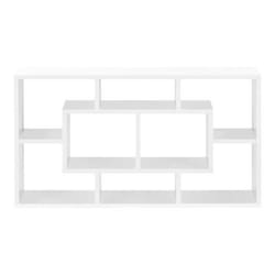 etagere meuble mural design flottante stylee 8 compartiments de rangement 85 cm blanc