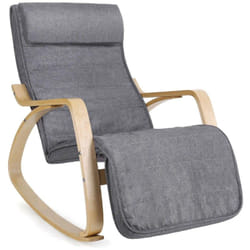 Fauteuil à bascule rocking chair avec repose-pied réglable en 5 niveaux charge max 150 kg gris