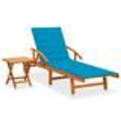 Transat - Acacia - Chaise Longue - Avec Table - Coussin Inclus - Pliable et Réglable