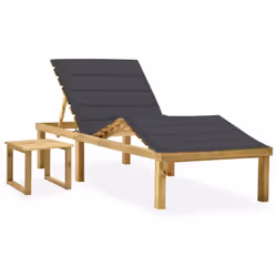 Cette chaise longue en bois avec table et coussin combine style et fonctionnalité et ajoute une touche de charme rustique à v ...