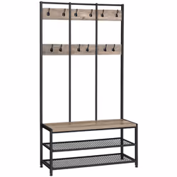 Le cadre en métal noir et les panneaux d’aggloméré grège sont un mélange original. Ce portemanteau de style industriel embell ...