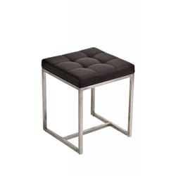 Tabouret bas en synthétique marron pieds acier inoxydable brossé mat classique et pratique 100001189