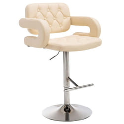 Tabouret de bar - Décoshop26 - 10_0001188 - Synthetique crème - Réglable en hauteur - Design contemporain