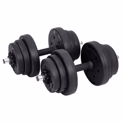 Halteres lot de 2 courts revetement plastique 2 x 10 kg fitness musculation sport