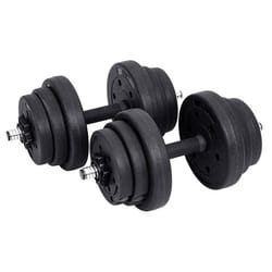 Halteres lot de 2 courts revetement plastique 2 x 10 kg fitness musculation sport