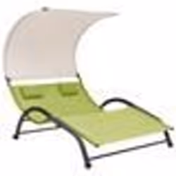 Transat - Meuble de jardin - Chaise longue double - Acier - Textilène - Auvent UV