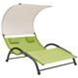 Transat - Meuble de jardin - Chaise longue double - Acier - Textilène - Auvent UV
