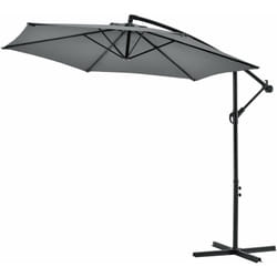 Helloshop26 - Parasol déporté hexagonal avec manivelle inclinable imperméable uv diamètre 270 cm gris