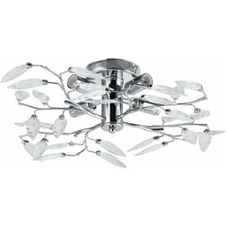 Helloshop26 - Plafonnier cristal suspension luminaire design led diamètre 47,5 cm métal chrome argent