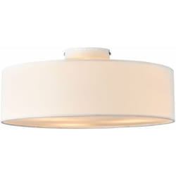 Plafonnier lampe de plafond 3 douille textile diamètre de 45 cm blanc
