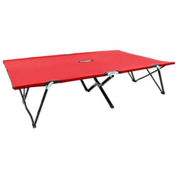 Lit de camp double de camping meuble d exterieur pliable 2 places rouge acier