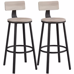 Avec une surface boisée grège, un cadre en métal noir et des clous emblématiques, ces tabourets hauts du style industriel don ...