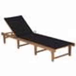 Transat - Acacia - Chaise Longue Pliable - Coussin Noir - Résistante aux Intempéries - Réglable