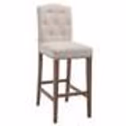 Tabouret de bar - Noname - 10_0001123 - Tissu crème - Bois de caoutchouc - Dossier haut