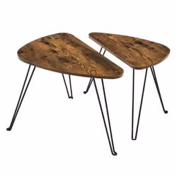 Lot de 2 tables d’appoint tables gigognes tables basses pour salon salle a manger chambre style industriel marron rustiq