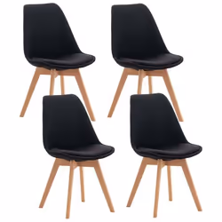 Lot de 4 chaises de salle a manger cuisine bureau style scandinave en tissu noir pieds en bois 10_0001119