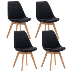 Lot de 4 chaises de salle a manger cuisine bureau style scandinave en tissu noir pieds en bois 10_0001119
