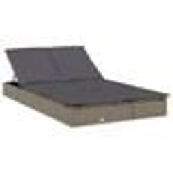 Transat chaise longue bain de soleil lit de jardin terrasse meuble d exterieur a 2 places avec coussins gris resine tres