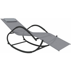 Helloshop26 - Transat chaise longue bain de soleil lit de jardin terrasse meuble d'extérieur à bascule gris acier et textilène