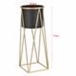 Set de 2 supports de plante cache pot pot de fleur bac vase metal laiton et noir