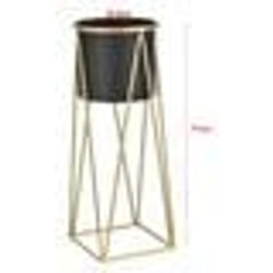 Set de 2 supports de plante cache pot pot de fleur bac vase metal laiton et noir
