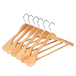 Cintres en bois massif - Helloshop26 - Lot de 6 - Antidérapants - Épaules larges - 360° pivotants