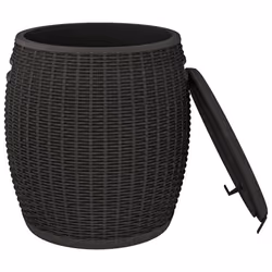 Coffre boîte meuble de jardin rangement 4 en 1 noir polypropylene